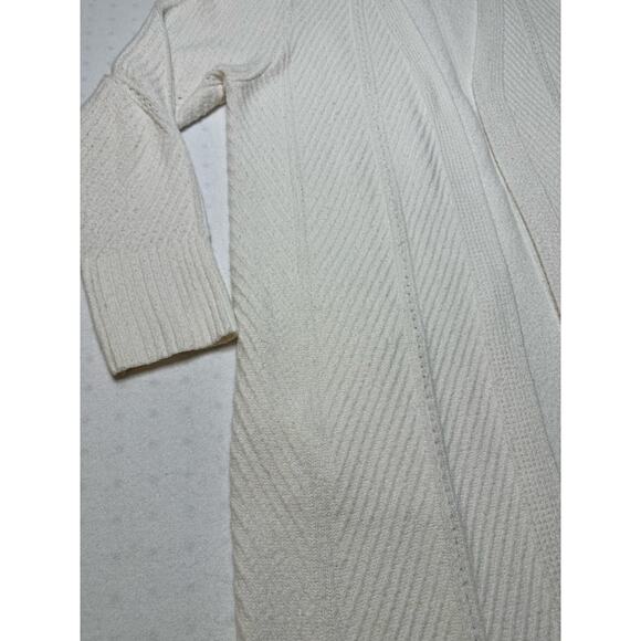 Simply Vera Vera Wang Long Cardigan Sweater White Textured Knit Women’s XL - Picture 2 of 6